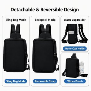 Sac à bandoulière BSCI pour bébé <span class=keywords><strong>avec</strong></span> pochette pour lingettes, porte-bouteille d'eau, sac à langer portable pour maman, sac à dos multifonctionnel - Product Image 3