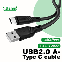 Câbles USB-C vers USB-C en silicone véritable WISTAR, alimentation directe usine, charge rapide 2.4A, synchronisation des données