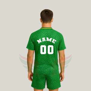 เสื้อยืดและกางเกงขาสั้นฟุตบอลสไตล์เรโทรพิมพ์ลายเม็กซิโกแบบกำหนดเอง ชุดแข่งฟุตบอลโลกสำหรับผู้ชาย ชุดฝึกซ้อมสองชิ้น ชุดกีฬา 2026 - Product Image 4