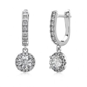 Nouveauté Dylam : Boucles d'oreilles pendantes classiques en argent S925 plaqué rhodium avec zircone cubique 5A, bijoux à clipser - Product Image 1