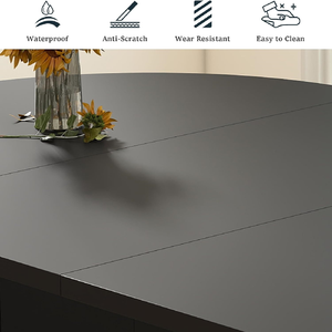 Mesa de Comedor Ovalada Moderna, Mesa de Cocina Redonda Extensible con Base Acanalada, Mesa de Comedor Extensible para 4-8 Personas - Product Image 4
