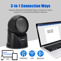 YHDAA Lector de Códigos QR Inalámbrico Bluetooth 3 en 1, Escáner de Códigos de Barras de Escritorio USB con Escaneo Automático Omnidireccional 2D