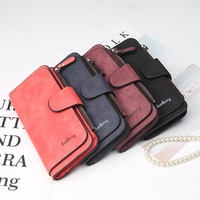 Dompet Kulit Wanita Retro 10 Warna, Dompet Bisnis Lipat Besar, Tempat Kartu Kredit & ID, Dompet Koin