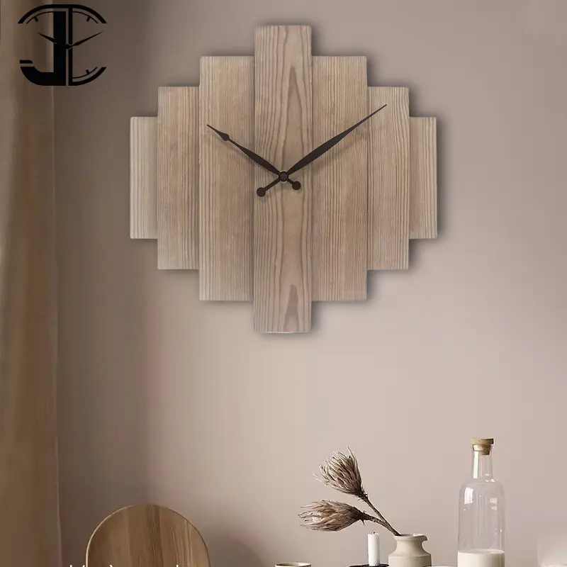 Art Deco orologio da parete nuovo semplice orologio digitale con visualizzazione ago forma geometrica in plastica Color legno per l'arredamento del soggiorno