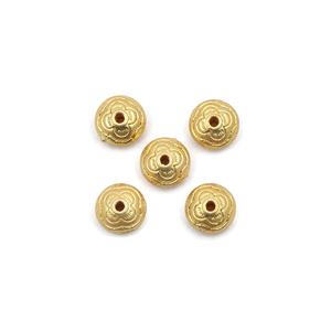 Perles rondes en laiton plaqué or faites à la main, capuchons de perles dorées EL JOYERO IN;27243 A-13092 10 MM 5 pièces - Product Image 1