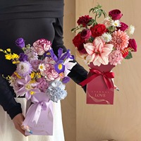 Boîte cadeau florale élégante et écologique pour la fête des mères, avec ruban décoratif, recyclable, nouvelle arrivée 2026, emballage floral romantique