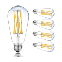 Bombilla LED de Filamento de 4W 6W 8W, Ámbar, 85-265V, Luz Cálida Suave de 2700K, Decorativa, E27, Certificación CE y EMC, Garantía de 2 Años, Residencial