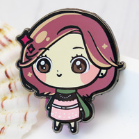 Badge Métallique Délicat Personnalisé Fille Anime Dessin Animé Épinglette Plaqué Or Émail Dur avec Sérigraphie