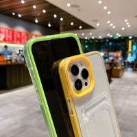 Casing HP TPU Lembut 3 in 1 dengan Slot Kartu, Anti Benturan, Transparan, Pelindung untuk iPhone 17 16 15 14 13 12 11 Pro Max