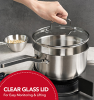Casserole en acier inoxydable avec couvercle, ensemble de casseroles à induction, ensemble de marmites, batterie de cuisine, pour lait et soupes, vente en gros usine