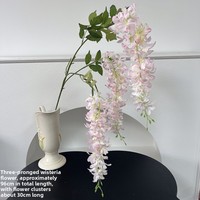 Dekorasi Langit-langit Pernikahan, Bunga Wisteria Trigeminal Plastik Buatan, Jaring Bunga Ringan, Realistis, Hiasan Dinding Bunga Merah