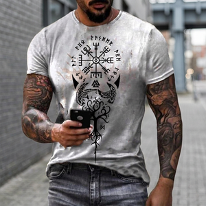 เสื้อเชิ้ตแขนสั้นคอกลมสไตล์วินเทจสำหรับผู้ชาย พิมพ์ลายด้านหน้า สวมใส่สบายๆ สไตล์สตรีทแวร์ ผ้าถัก โพลีเอสเตอร์ 100% ระบายอากาศได้ดี - Product Image 3
