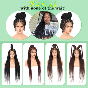 Peluca Trenzada Estilo Africano de Encaje Completo Hecha a Mano de 36 Pulgadas, Trenza Senegalés con Cabello <span class=keywords><strong>BB</strong></span> para Uso Diario de Mujeres Negras, con 4 Opciones de Color - Product Image 5