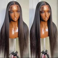 Peluca de Cabello Humano Natural sin Pegamento, Cabello Humano Indio Virgen, Pelucas con Frente de Encaje Transparente para Mujer, Pelucas con Frente de Encaje HD