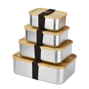 Eco Friendly 550ml 850ml 1400ml 2400ml Stainless Steel Bento Box Food Storage Containers with Bamboo lids