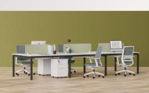 Cloison modulaire ouverte moderne personnalisée, bureau d'ordinateur stable, gestion des câbles pour poste de travail de personnel de bureau pour 6 personnes - Product Image 6