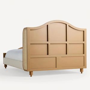 Lit à quatre poteaux en bois massif avec poteaux sphériques en chêne blanc, lit double de style japonais simple pour chambre principale - Product Image 4