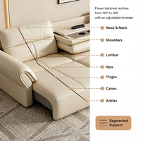 Sofá Reclinable Eléctrico Moderno de Pared, Juego de Sofás de Cuero Italiano con Ángulo Ajustable, Motor Silencioso Ergonómico para Sala de Estar