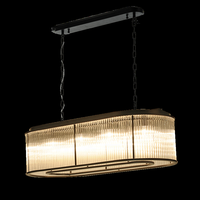 Lustre en verre moderne de luxe de haute qualité, finition noire polie, lampe suspendue rectangulaire moderne, luminaires pour salle à manger