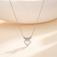 Collier pendentif cœur élégant pour femme DS, chaîne serpent en acier inoxydable 304 plaqué or 18 carats, bijou pendentif cœur creux tendance
