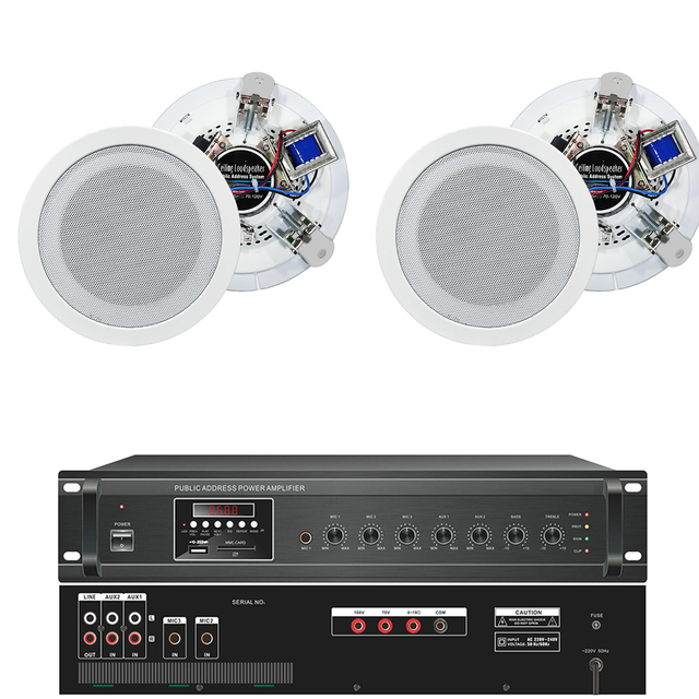 Professional 10pcs X60W Ceiling Speaker 600W Amplifier Controller Set for Conference Meeting Room Supermarket Malls School