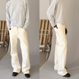 <span class=keywords><strong>Jean</strong></span> Bootcut Décontracté 15oz en Denim <span class=keywords><strong>Blanc</strong></span> Cinq Poches Classique pour Homme avec Poche Avant Courbée Pantalon en Denim Streetwear - Product Image 5