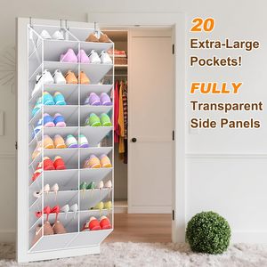 Over The Door Shoe Organizer 20 Pockets Hanging <b>Storage</b> <b>Rack</b> For Closet Shoes Holder Rectangle Hook Type - Product Image 3