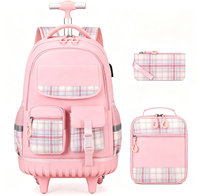 Ensemble de sac à dos à roulettes pour enfants 3-en-1 personnalisé, unisexe, imperméable, durable, avec sac à lunch et trousse à crayons