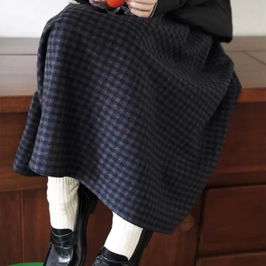 यूरोपीय अमेरिकी विंटेज लंबी स्कर्ट शरद ऋतु सुपर शीतकालीन नई ऊनी प्लेड रेट्रो-लाइन फ्लेयर कमर नरम आरामदायक - Product Image 1