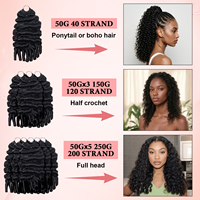 FH Cheveux Humains Bouclés Birmans Miracle Knots pour Crochet, 16 18 20 pouces, 50g, Tresses au Crochet Effet Plume avec Aiguille à Crochet Gratuite