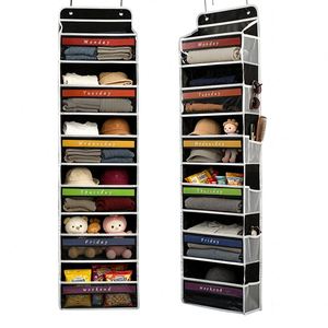 Organisateur suspendu à 5/6 couches avec poches latérales en filet pour porte ou mur, idéal pour le rangement dans les placards et salles de bain - Product Image 5