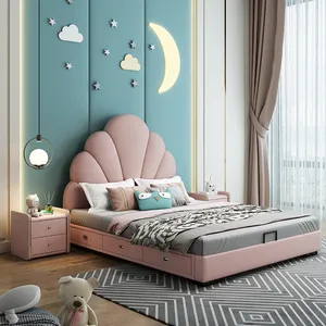سرير منجد للأطفال من الخشب الطبيعي سرير توأم للأطفال