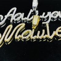 Bijoux de mode hip hop s925 argent vvs moissante nom personnalisé pendentif initiales cursives lettre collier pour femmes hommes