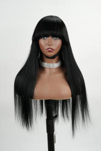 Perruque 100% <span class=keywords><strong>Cheveux</strong></span> Humains Longue et Soyeuse, Double Tissage, Prête à Porter, Lisse Comme un Bâton, <span class=keywords><strong>avec</strong></span> <span class=keywords><strong>Frange</strong></span> pour Femmes Noires - Product Image 2