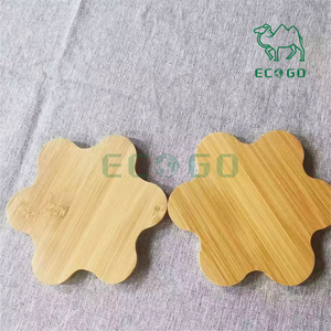 ที่รองเครื่องดื่มไม้ไผ่ที่รองแก้วลายดอกไม้ทรงกลมสำหรับเครื่องดื่มกาแฟโต๊ะอาหาร - Product Image 1