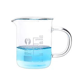 Gelas ukur kaca borosilikat 50 ~ 2000ml, gelas kecil pengukur dengan pegangan, laboratorium 50 ~ 3.3 ml