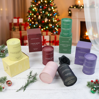 Bougie parfumée en cire de soja personnalisée avec logo, options de parfums d'ambiance, bougie en cire de soja de qualité supérieure en forme de baril, bougie parfumée en boîte métallique mate