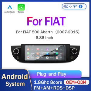 Per <span class=keywords><strong>FIAT</strong></span> 500 Abarth 2007-2015, Lettore DVD per Auto Android 15 da 6,86 Pollici con Android Auto Wireless, Carplay, WIFI, 4G, BT, DSP, 12GB, 256GB - Product Image 1