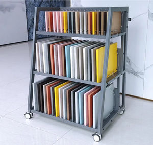 Estante de exhibición de piedra de cerámica de muestra de azulejo de metal de piso de servicio pesado Estante de exhibición de muestra de azulejo de cerámica de piedra con ruedas - Product Image 1