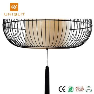 Solo colgante Simple moderno Hotel Matt de hierro negro tela colgante de luz - Product Image 5