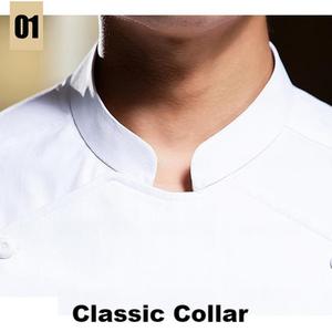 Venta al por mayor Chef uniforme de manga larga Unisex transpirable algodón cocina ropa de trabajo con bolsillo para restaurante Hotel - Product Image 3
