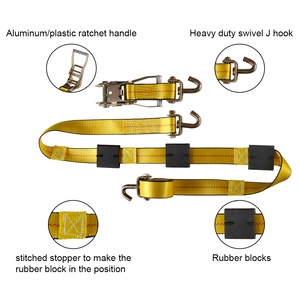 Sangles d'arrimage pour le transport de véhicules 2"X10' avec sangle à cliquet pour roues de voiture, sangle de transport de pneus avec crochet en J pivotant et blocs en caoutchouc - Product Image 1