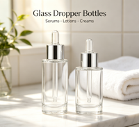 Flacon en verre rond coloré sur mesure avec compte-gouttes en caoutchouc transparent, récipient de distribution léger pour sérum SPA, huile parfumée