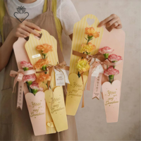 Boîtes personnalisées avec impression couleur, boîtes à fleurs portables, mignonnes, recyclables, emballage en carton, boîte pliable avec poignée, ruban