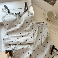 Pyjama en dentelle avec coussin de poitrine Combinaison d'été en coton pour femmes