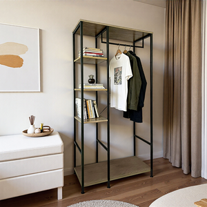 Porte-manteau moderne avec 3 étagères et crochets réglables pour la maison, la salle de sport ou la salle de bain - Conception autoportante - Product Image 6