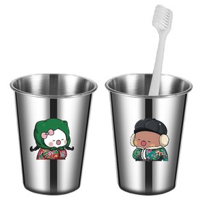 Vaso de acero inoxidable Northeast Bear de 300 ml, vaso portátil de viaje con diseño de dibujos animados para cepillos de dientes, para uso doméstico en pareja - Product Image 3
