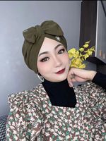 Turbante Musulmán con Lazo Grande para Otoño e Invierno, Gorro con Diadema Estilo Indio