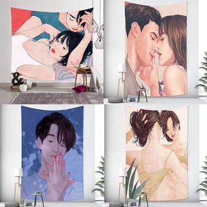 Raffiné romantique Premium Ambiance chambre esthétique porte rideau Comics Happy Time série tenture murale Polyester tapisseries - Product Image 2