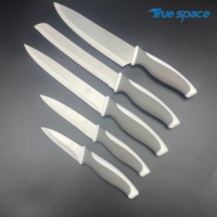 Ensemble de 5 couteaux de cuisine en acier inoxydable, ambidextres, antidérapants, TPR+PP, légers, couteau de chef, couteau à pain, couteau utilitaire, couteau à éplucher, pour la maison